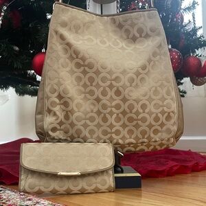 Coach Tan Shoulder Bag and with matching wallet